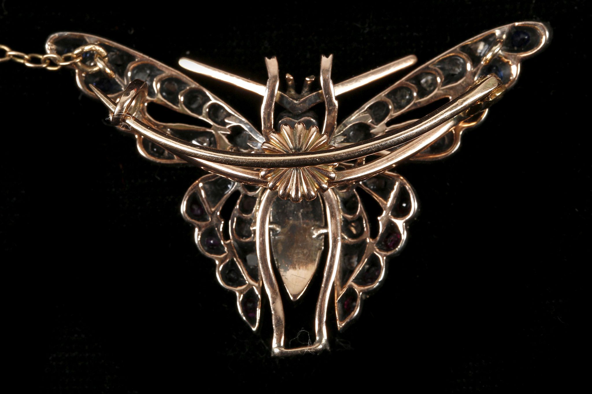 A late Victorian, gold butterfly pendant / brooch, - Image 2 of 2