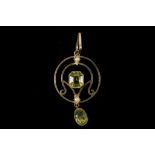 A Victorian 15ct gold, tourmaline and seed pearl o