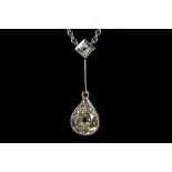 An 18ct white gold and diamond pendant necklace, t