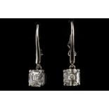 A fine pair of 'Bulgari' diamond drop earrings. Di