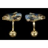 A pair of c.1980's 'Tiffany & Co' 18ct gold and en