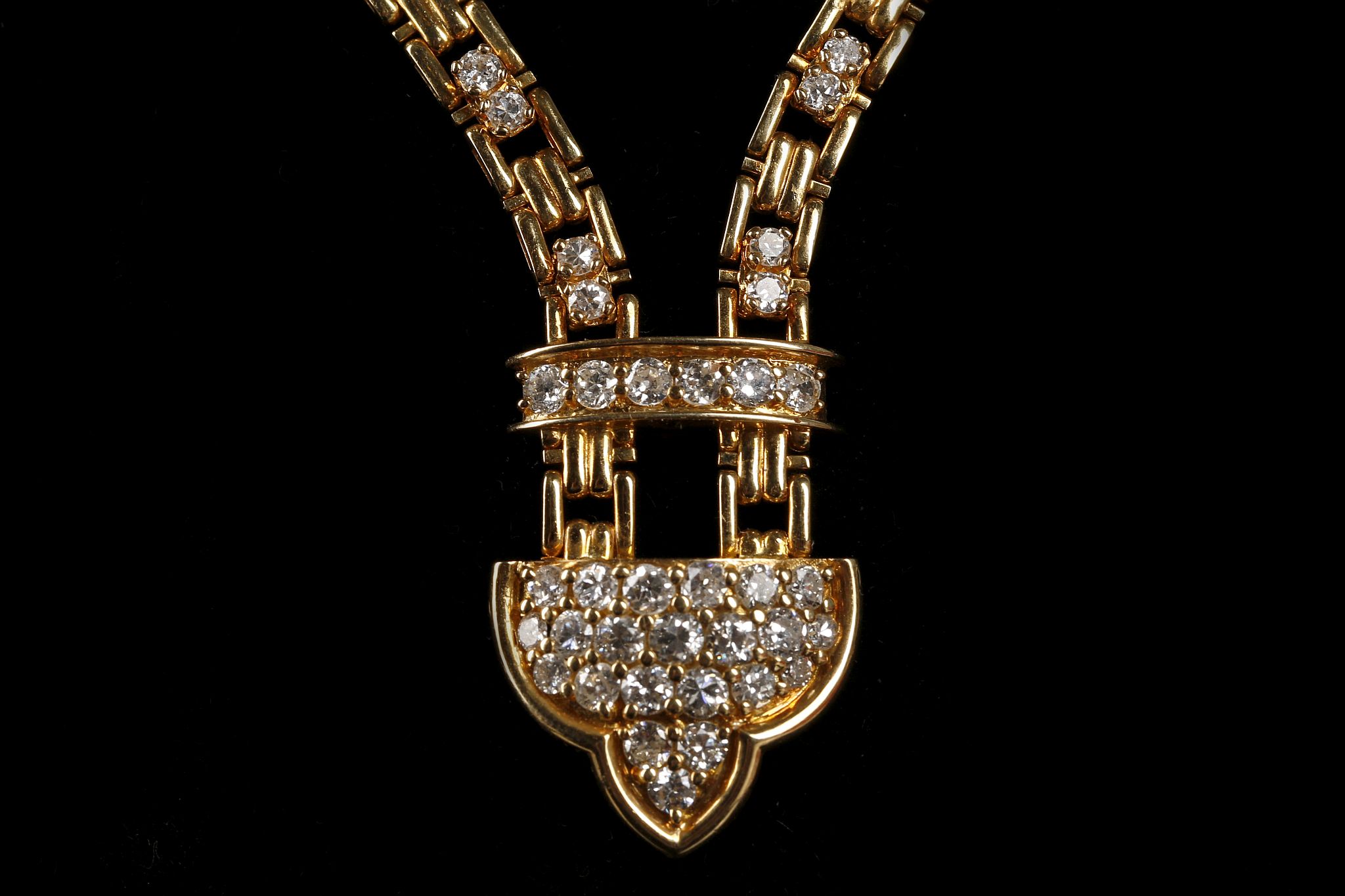 A French 18ct gold and diamond pendant necklace, t - Image 2 of 2