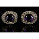A pair of 18 carat white gold, diamond, and  cabou