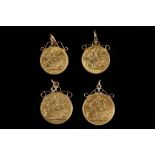 Two pendant mounted full gold sovereign coins (190