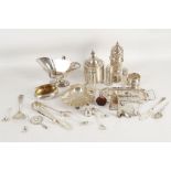 A good miscellaneous selection of small items of hallmarked silver, to include a Victorian sugar