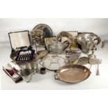 A selection of mixed items of Sheffield silver plated items to include trays, sauce boats, bowls,