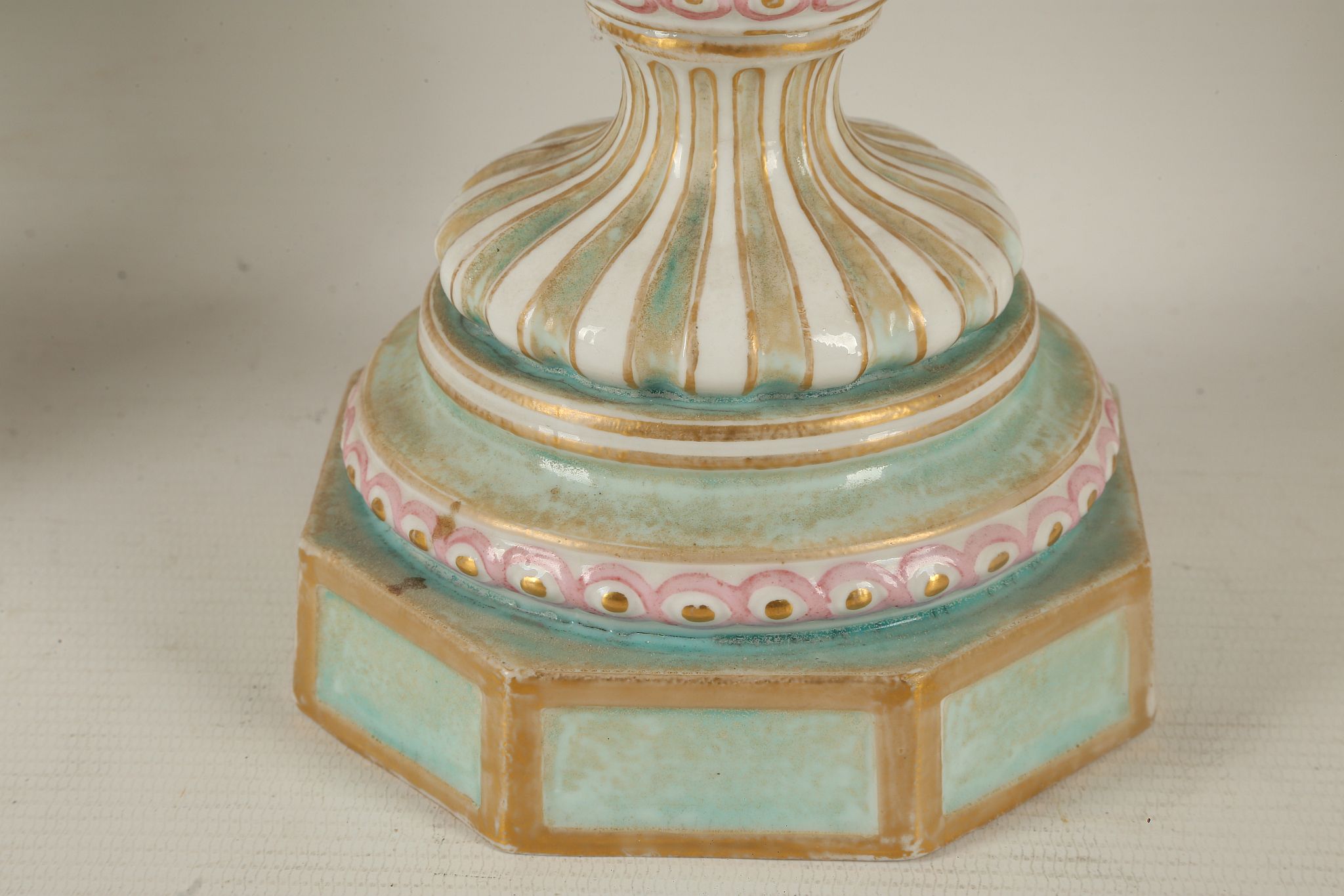 A large pair of Dresden urns, the centres painted - Image 5 of 7