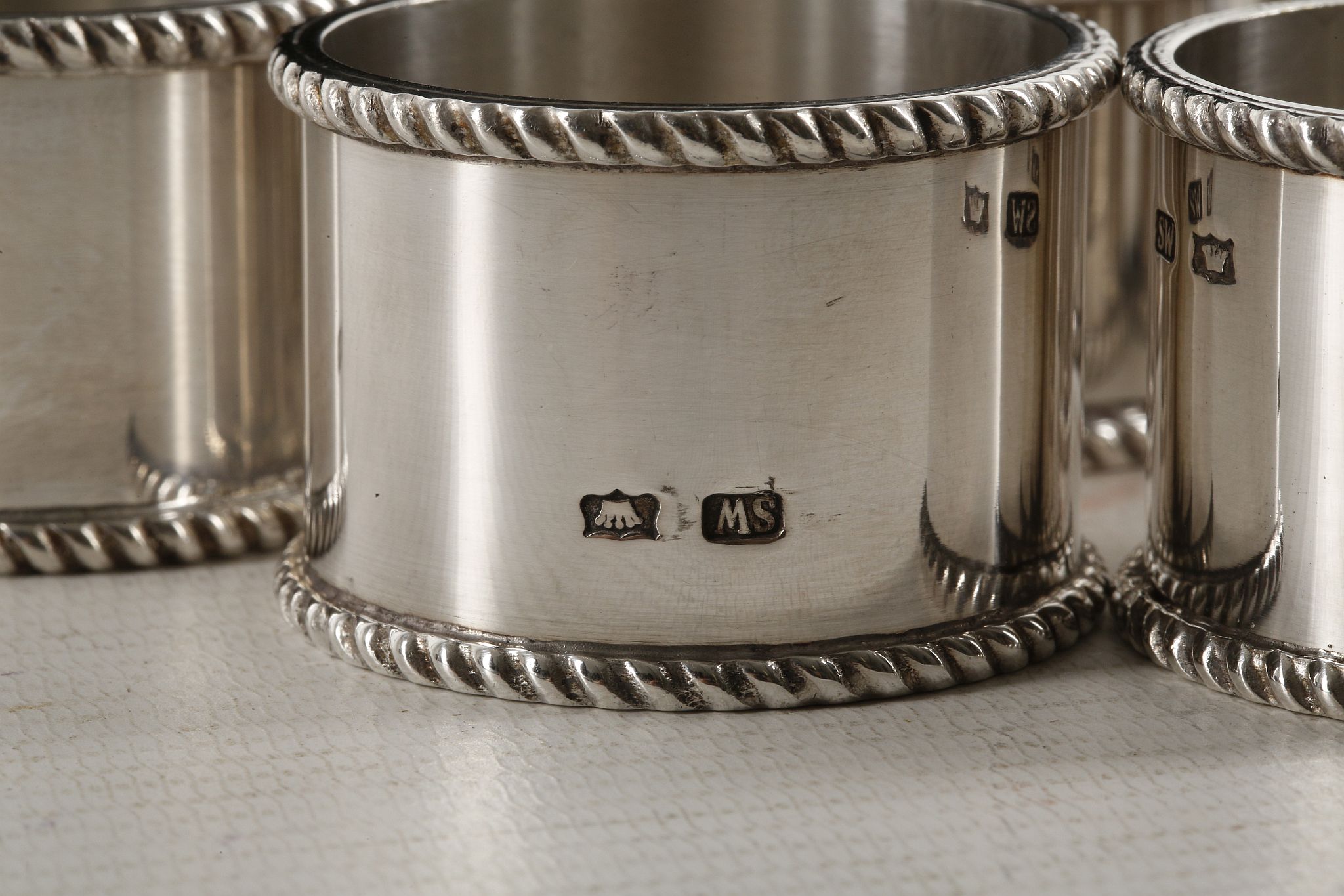 A collection of 8 continental sterling silver napk - Image 2 of 2