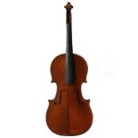 Early 20th century French violin labelled Antonius Stradivarius. Two piece back,14"1/8,35.8cm