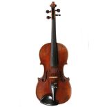 Late 19th century German violin two piece back,14 1/8",35.8cm