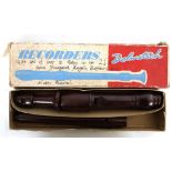 Dolmetesch 3 piece plastic recorder in original box, together with a 3 piece wood made recorder