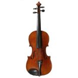 Czechoslavakia violin,two piece back, labelled Antonius Stradivarius.14 3/16",36cm