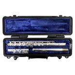 A Selmer flute, silver plated. Made in the USA in 1955. NO.61042.  Mark II