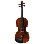 A interesting 18th century violin,English school. Two piece back,14"1/8,35.9cm