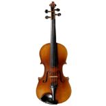 3/4 German violin ca 1920-30 two piece back,13 2/8",33.5cm