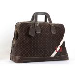 LOUIS VUITTON LUGGAGE, date code for 2005, monogram fabric with printed white and black stripe,