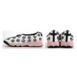 DIOR FUSION SNEAKERS, white mesh embroidered with sequin flowers, pink and black soles, size 39 (