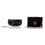 DOLCE AND GABBANA BUBBLES BAG, black patent leather with bow front, 26cm wide, 14cm high, together