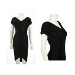 AZZEDINE ALAIA HOUPETTE DRESS, c.1994, black ribbed chenille, with capped sleeves, size S