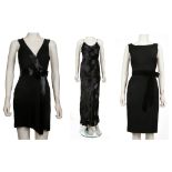 THREE EVENING DRESSES, to include a black Dolce and Gabbana dress with velvet bow to waist, size