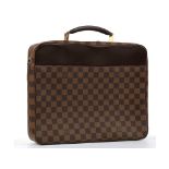 LOUIS VUITTON SABANA LAPTOP BAG, date code for 2004, Damier canvas with leather trim, gilt metal