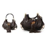 GUCCI INDY HOBO BAG, Guccissima brown leather with gilt metal hardware, single loop handle and