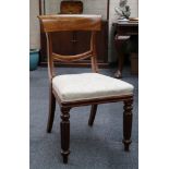 A set of 8 late 19th century William IV style dining chairs (6 + 2), mahogany bar backs, scroll