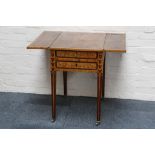 A good quality 19th century, continental Pembroke type mahogany drop flap table, with satinwood