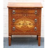 A North Italian / South German antique style, kingwood and walnut with satinwood (sand shaded),