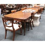 A mid 19th century, 14 seat mahogany dining table, 2 'D' end sections and 2 foldover sections, all