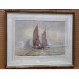 J. H. Jerram. 'In Sea Reach', watercolour marine-scape. Signed. Framed. 34 x 40.5cm. Together with a