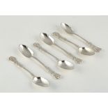 Set of Six Antique Sterling Silver teaspoons by Hu