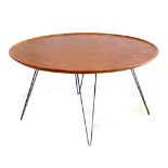 A 1960s DANISH TEAK CIRCULAR COFFEE TABLE, with st