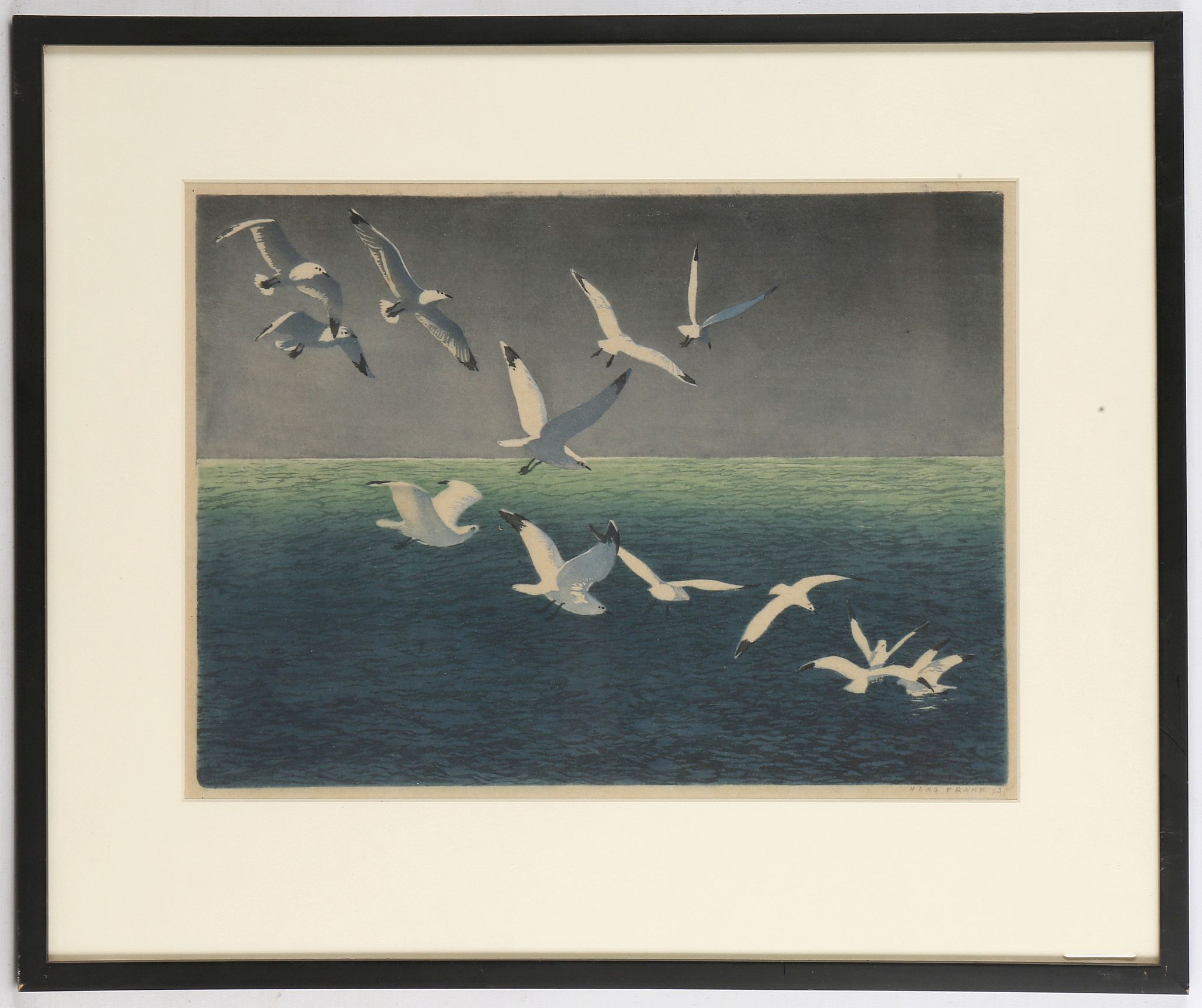 HANS FRANK (AUSTRIAN 1884-1948), 'SEAGULLS AT SEA' - Image 2 of 8