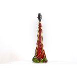 A 1960s MURANO GLASS LAMP BASE, in red glass, case