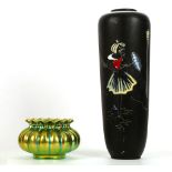 AN EARLY 20TH CENTURY ZSOLNAY GREEN LUSTRE DECORAT