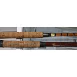 A vintage 'Farlows & Co - London' 8ft 3in sea fishing rod, together with a vintage 14ft split cane