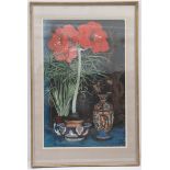 Unsigned, British school, 20th / 21st century, still life study of plants in oriental bowl / vase,