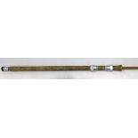 A vintage 'Hardy Bros - The County Palakona' 8.5ft split cane course fishing rod, with cork handle