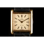 A 1980's Swiss Omega De Ville ladies gold plated wristwatch, having square dial with Roman
