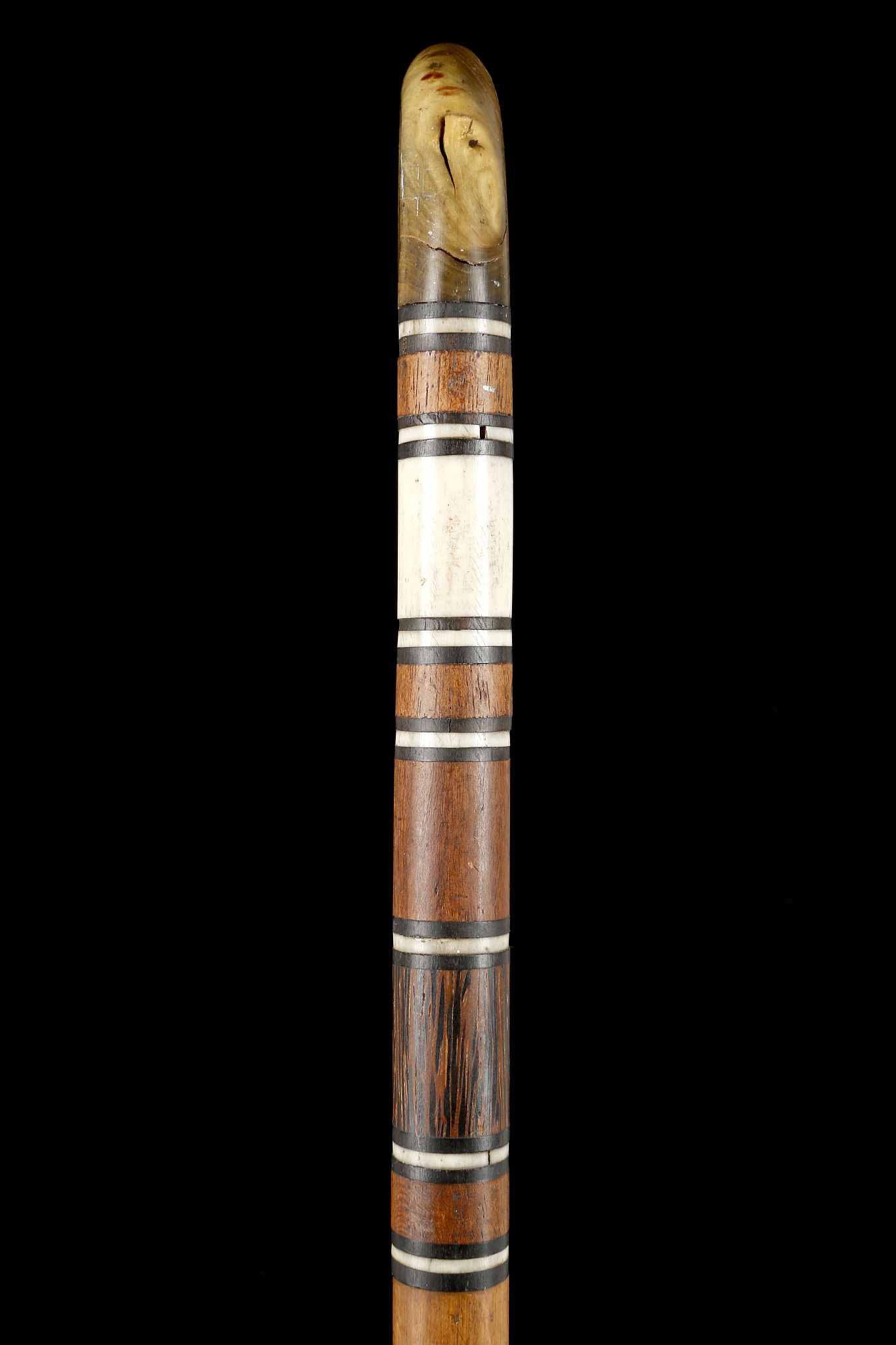 A FINE FOLK CARVED HARDWOOD WALKING CANE. With mushroom knop and the name 'T.W. Barrally' carved - Image 9 of 20