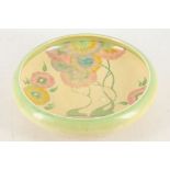 A large Art Deco, Clarice Cliff footed bowl with inverted rim in 'Rhodanthe' pattern, painted in