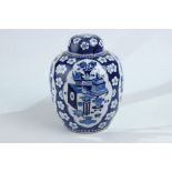 A Chinese blue and white ginger jar and cover, 34cm high,