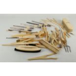 A collection of Victorian / Edwardian ivory dressing table items, including glove stretchers,