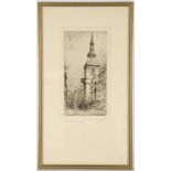 A good selection of signed etchings; 'Bow Street, London', drypoint by Featherstone Robson, '