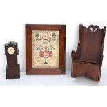 Folk Art, a miniature 19th century mahogany wing back rocking chair, together with a miniature