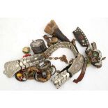 A mixed collection of Sino-Tibetan tribal jewellery to include necklace, bangles, white metal