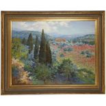 Late 20th century Italian school. 'Paesggio di Provence'. Oil on canvas, summer view of the