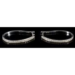 A pair of 9 carat white gold and diamond hoop earrings. L: 2.7cm Weight, 3,8g