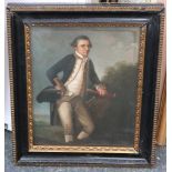 An oil painting portrait of British Explorer Captain James Cook b.1728 d.1779, in Hogarth frame,